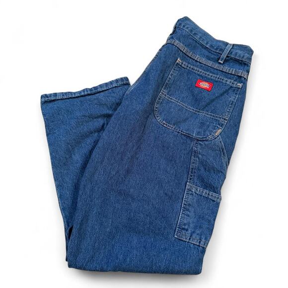 Vintage Y2K Dickies Carpenter Utility Pocket Workwear Blue Denim Jeans Sz.36x30 - Picture 1 of 7